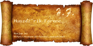 Huszárik Ferenc névjegykártya
